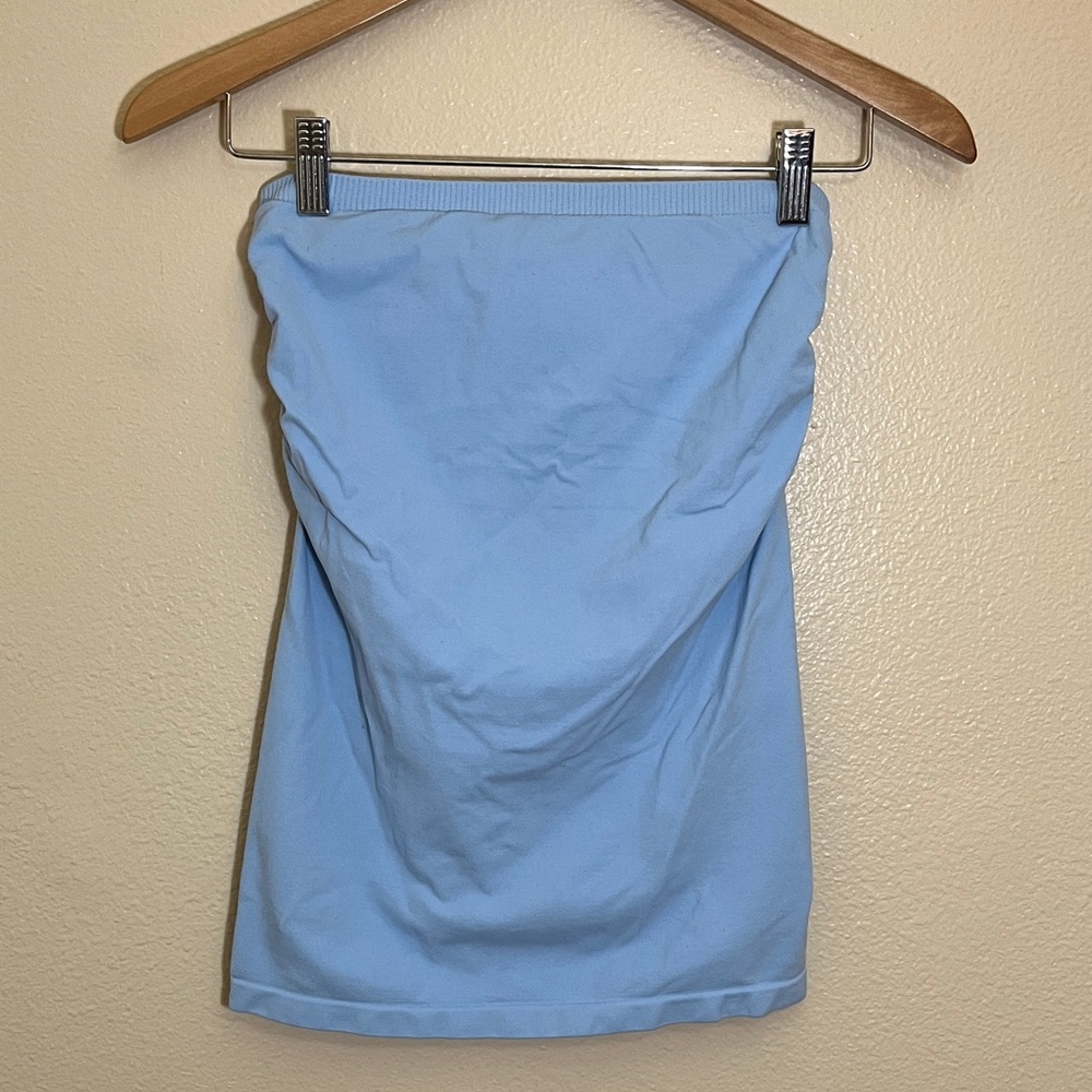 Bebe Sky Blue Strapless Shirt